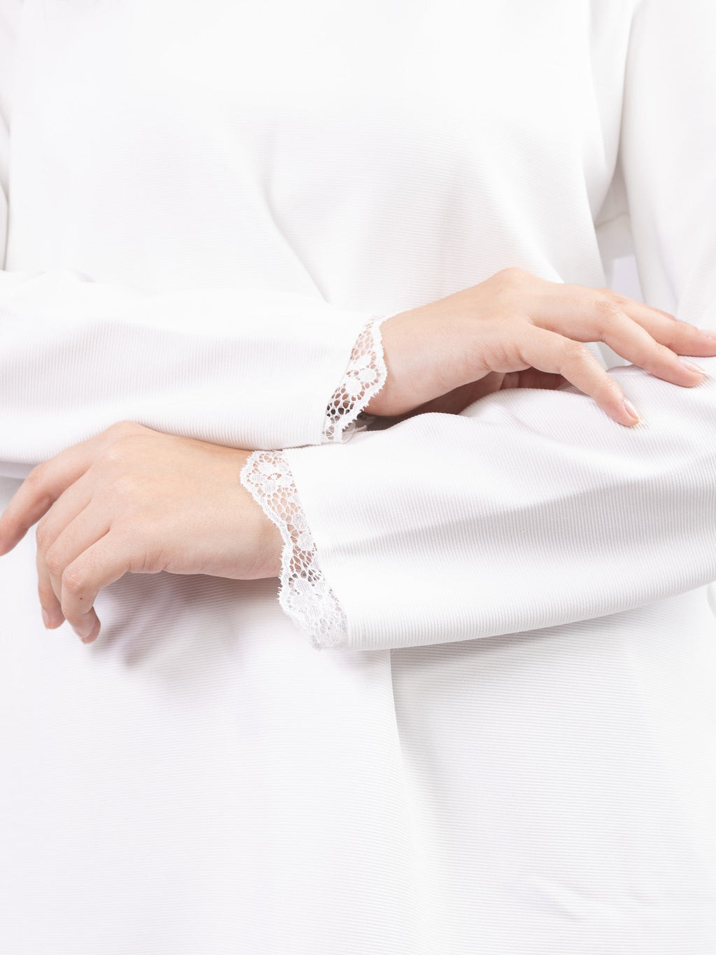 Lace - Trim High - Neck Top - Glow Modest