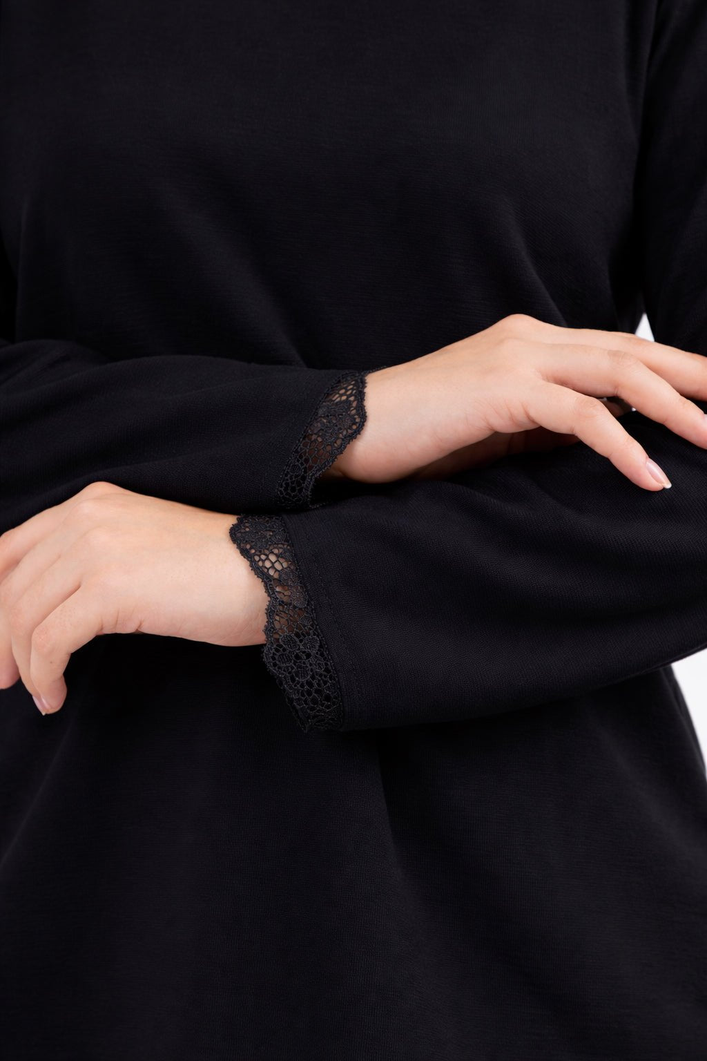 Lace - Trim High - Neck Top - Glow Modest