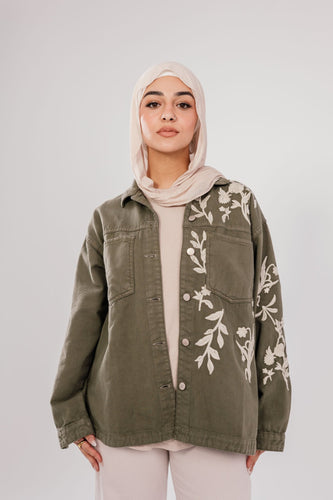 Olive Bloom Jacket - Glow Modest