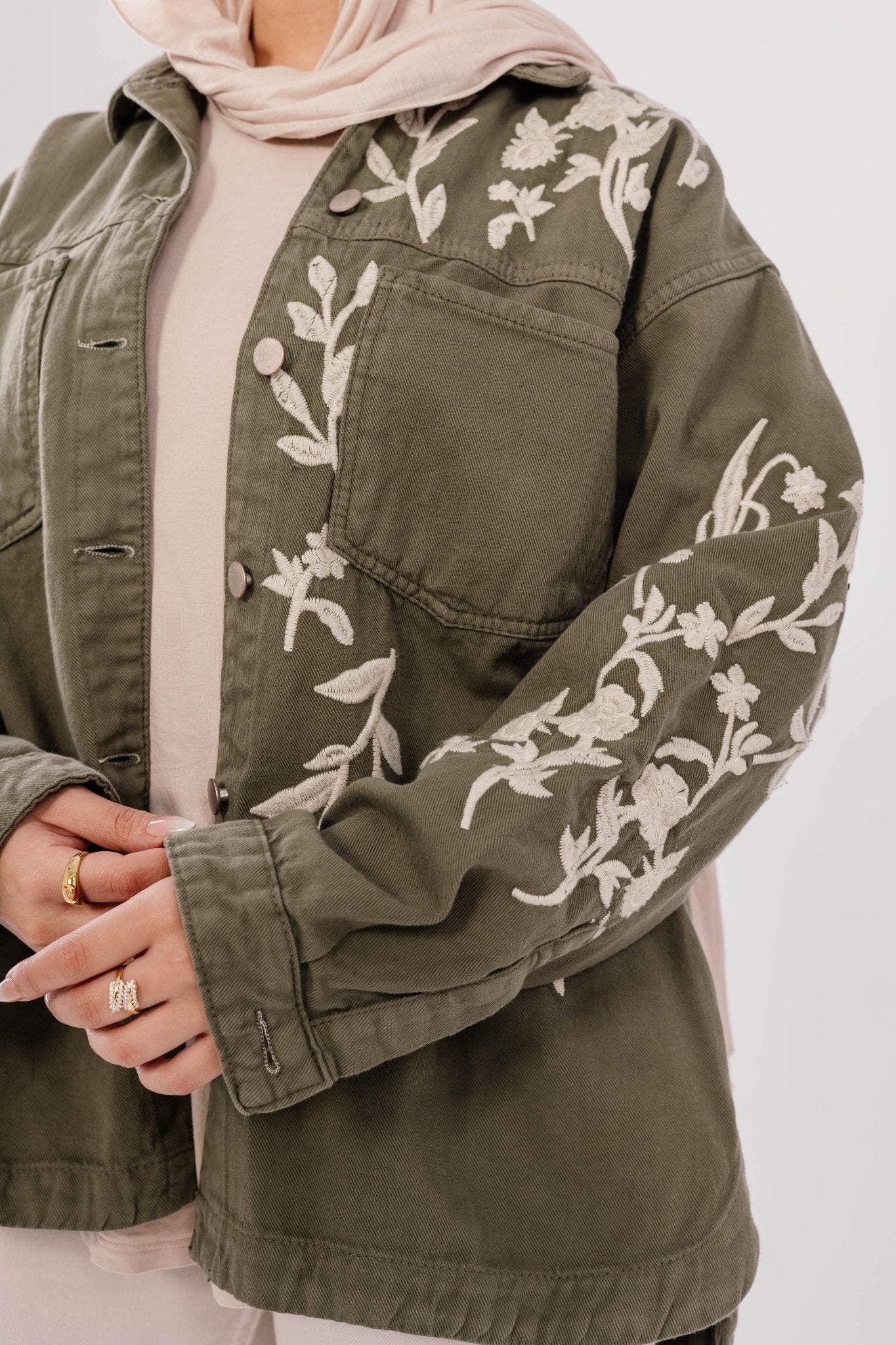 Olive Bloom Jacket - Glow Modest