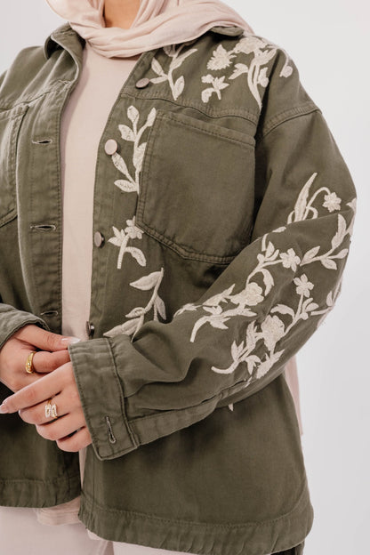 Olive Bloom Jacket - Glow Modest
