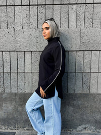 Black Ribbed High-Neck Essential